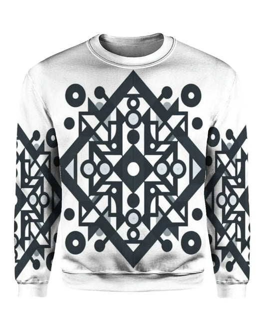 Black and White Abstract Crewneck - Towels And Tapestries