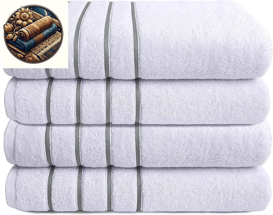 Set of 4 Cotton Bath Towels, 27X54 Inches - Towels And Tapestries