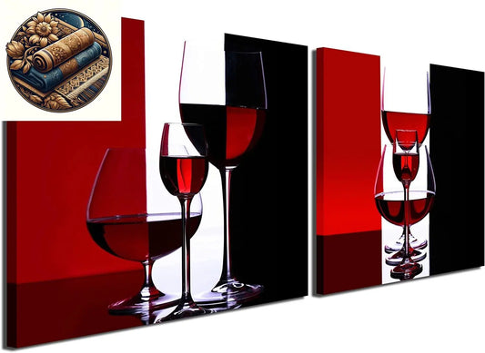Wine Glass Canvas Wall Art Set - Towels And Tapestries